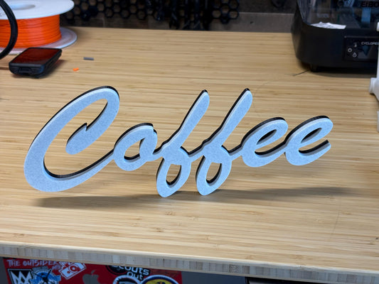 Coffee Bar Sign – Script Wall Art – Two-Toned Marble and Black Decor