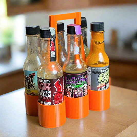 Hot Sauce 6 Bottle Carrying Caddy Holder - Great for Hot Ones Sauces!